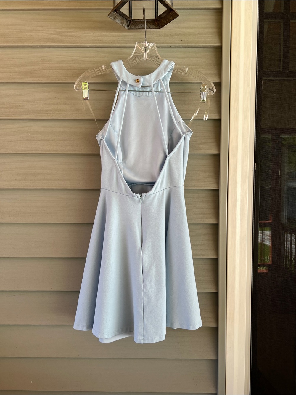 Lulu’s light blue halter neck open back dress, S - Picture 2 of 7